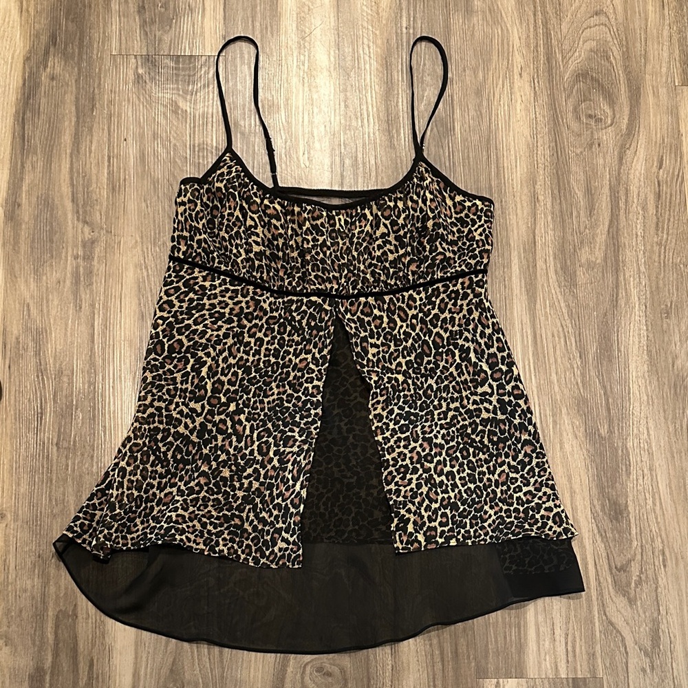 🐆 Vintage Delicates Leopard Sheer Babydoll Cami - Y2K Lingerie Top